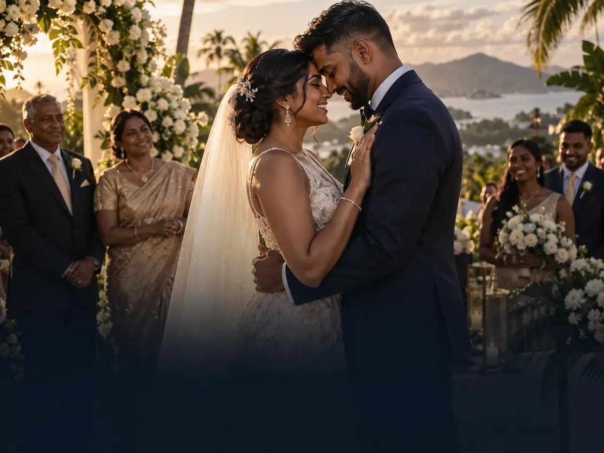 A couple celebrating their wedding